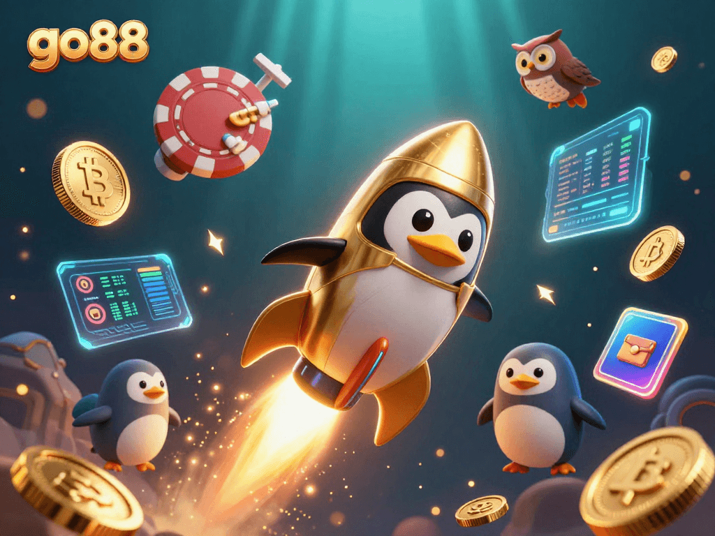 Engage with go88 casino gaming through a vibrant 3D illustration symbolizing excitement and winning opportunities.