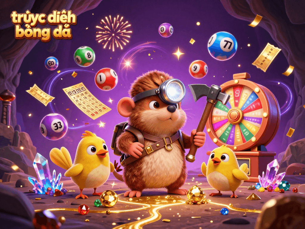 Experience trực tiếp bóng đá with vibrant visuals of engaging characters amidst dynamic gambling elements.