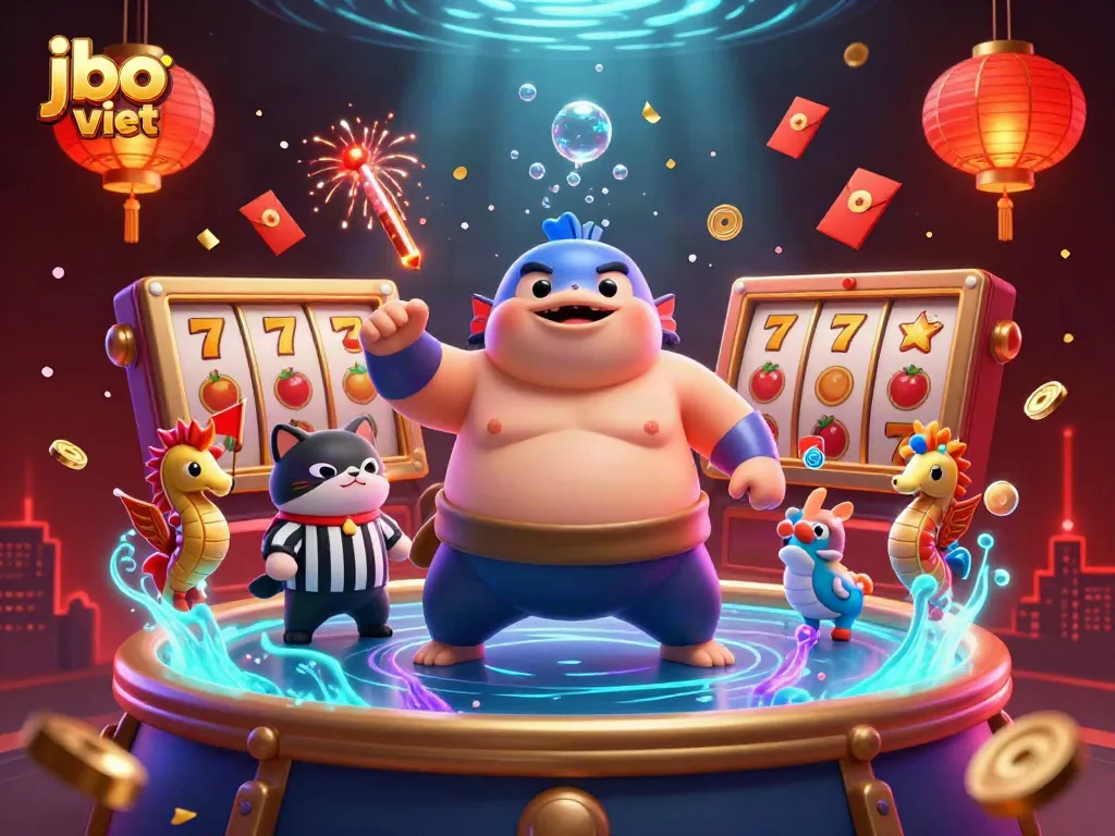 Engage with the vibrant casino world of jbo viet featuring animated characters and dynamic game elements.