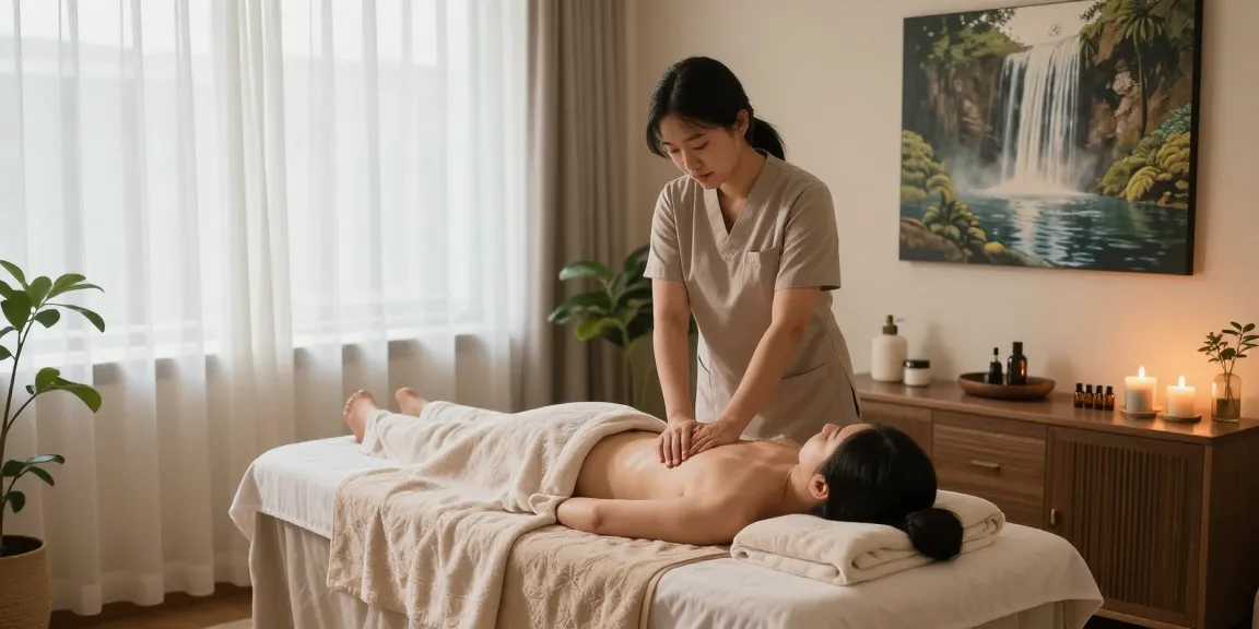Relaxation massage therapy session showcasing 안산출장마사지 in a serene studio environment.