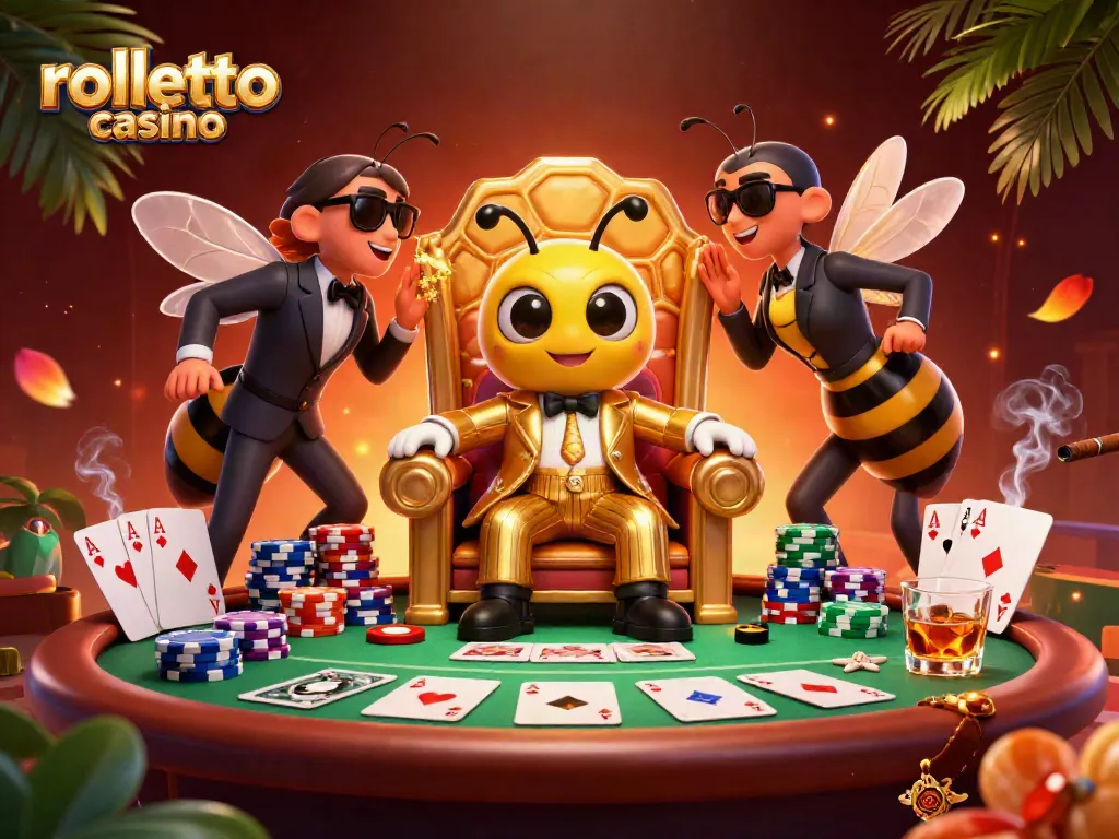 Experience the excitement of rolletto casino with a lively scene featuring a mob boss and poker elements.