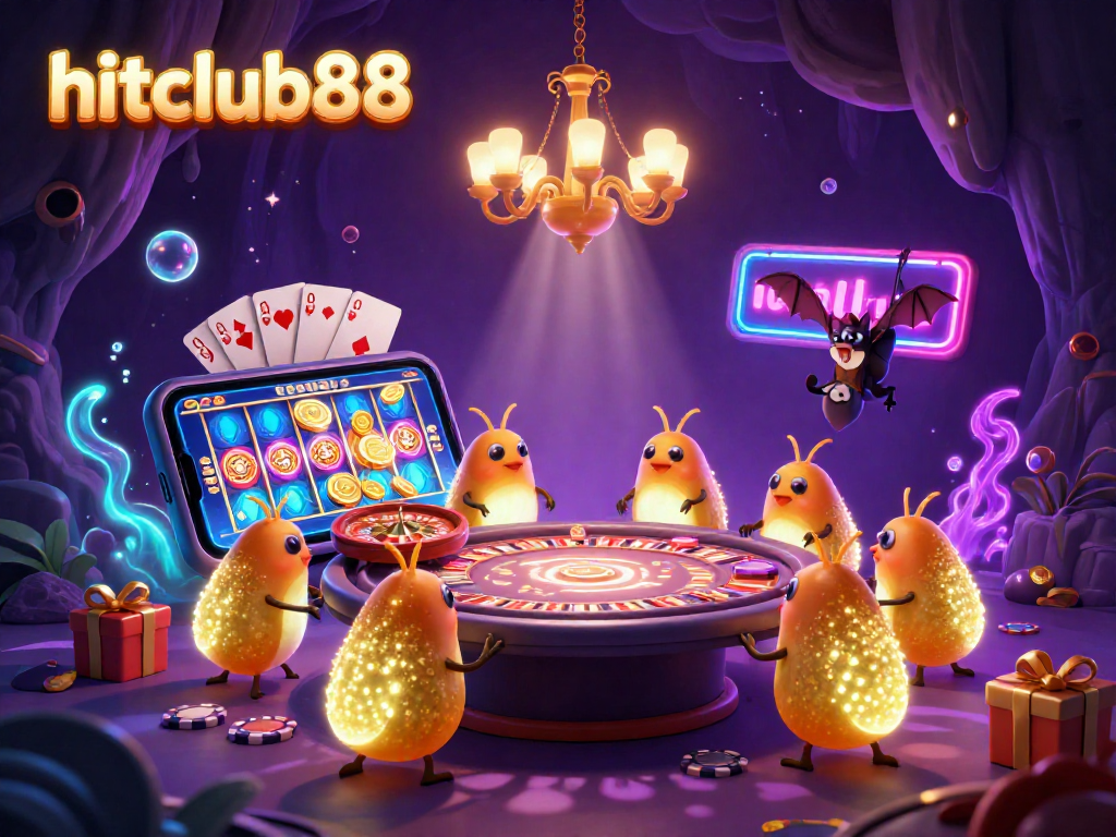 Hitclub88 illuminates the cave casino as glimmering glowworms and a bat dealer bring the gaming fun alive.