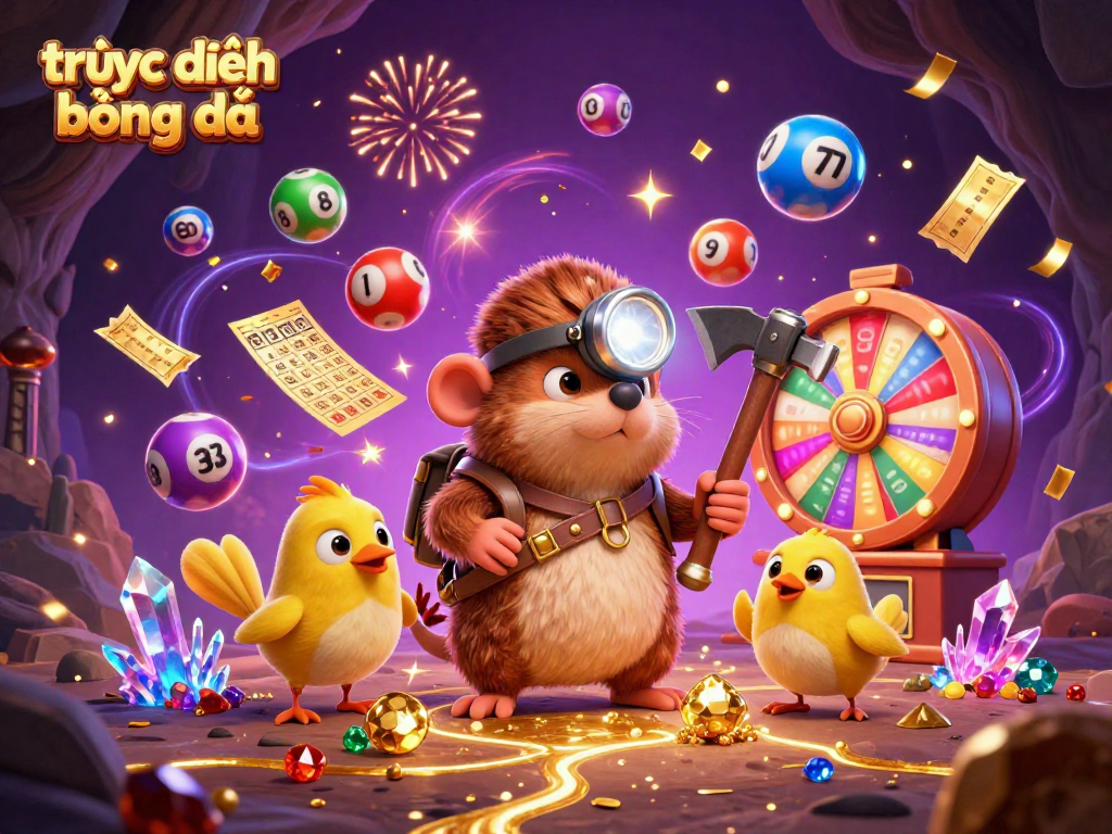 Experience trực tiếp bóng đá with vibrant visuals of engaging characters amidst dynamic gambling elements.