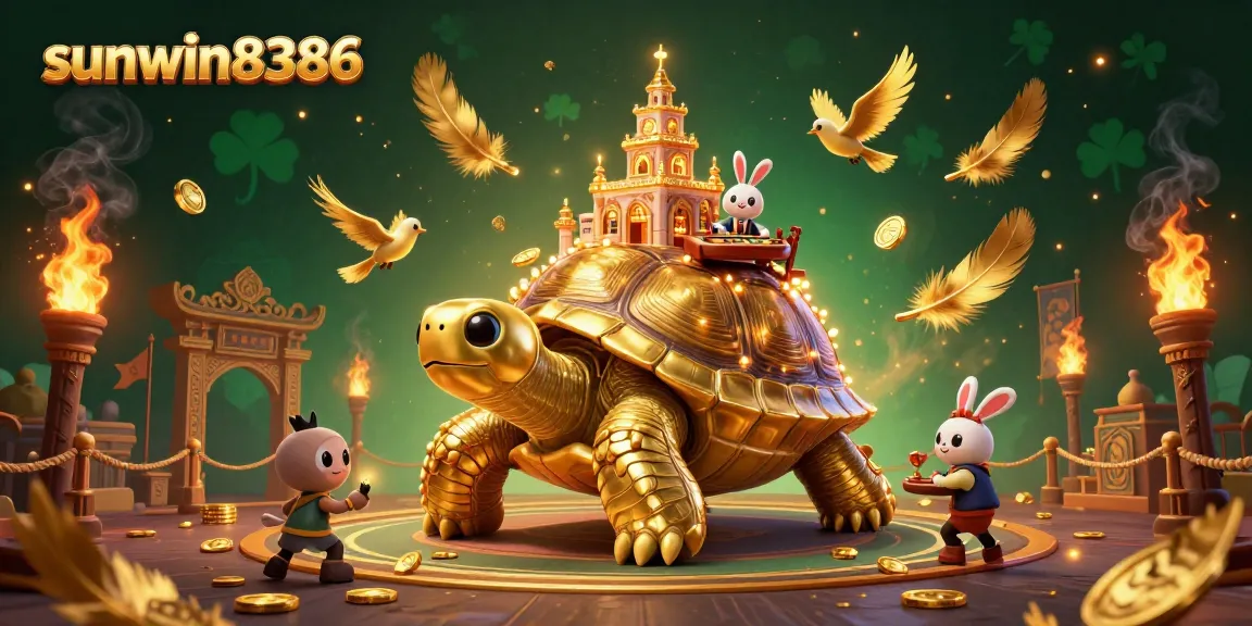 Experience excitement with sunwin8386 as golden coins fly around a giant tortoise casino palace!