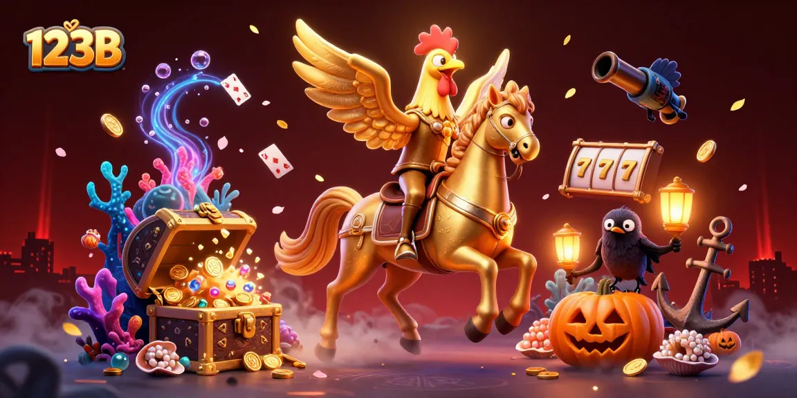 Experience the vibrant world of 123B with a golden rooster riding through a mystical casino scene.