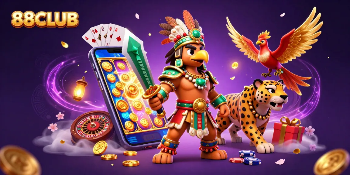 Spin winning slots at 88CLUB with Aztec warriors and casino games in action