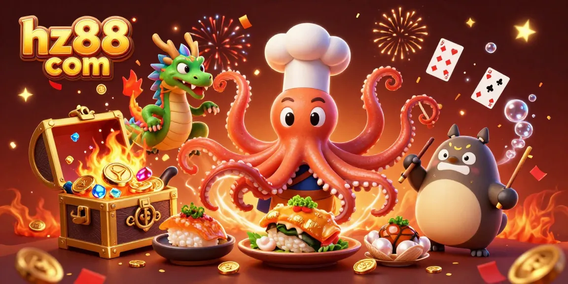 Engage with exciting games at hz88 com, featuring a dynamic underwater casino scene full of vibrant characters.