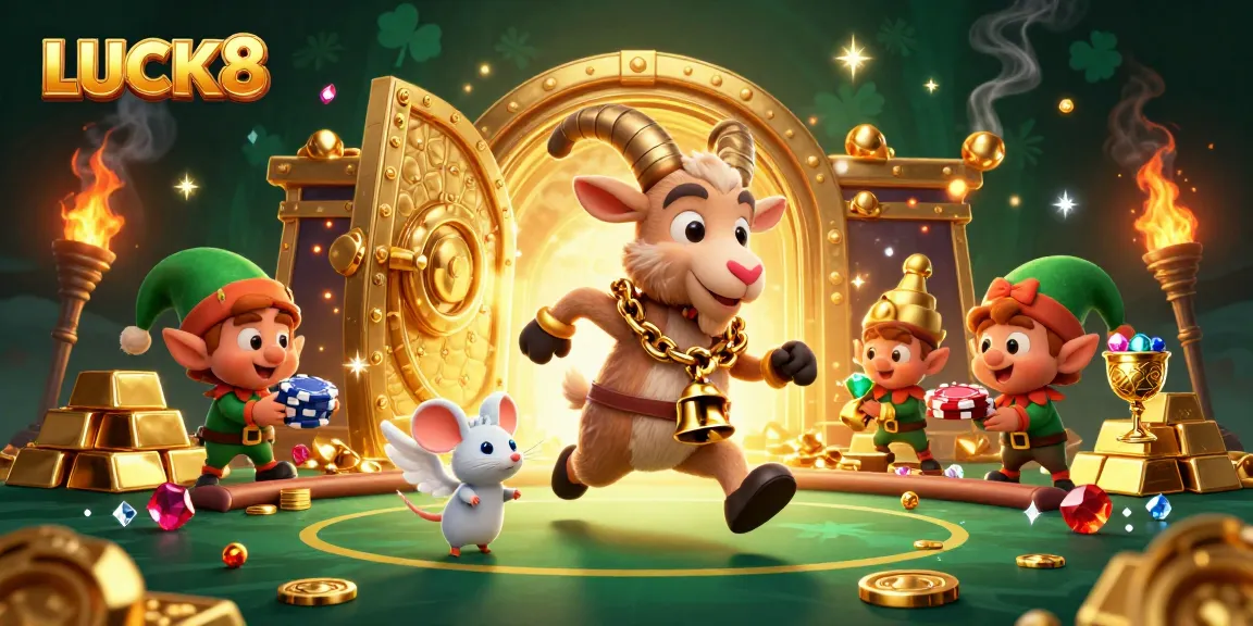 Experience thrilling action at LUCK8's lively casino with whimsical characters and dazzling casino elements.
