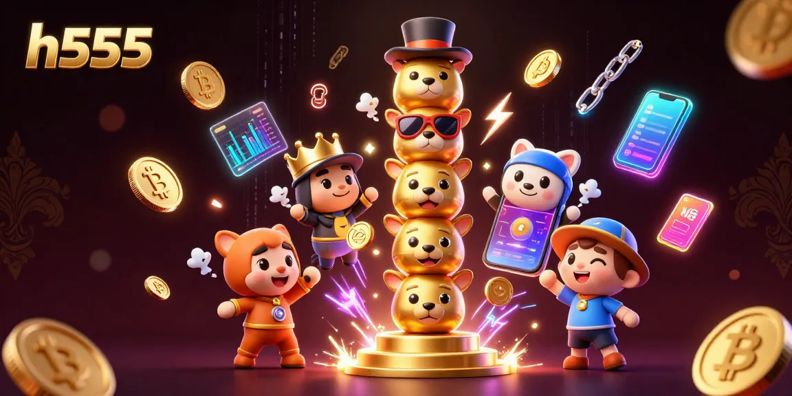 Experience thrilling wins with h555 in this dynamic 3D casino illustration showcasing vibrant gaming elements.