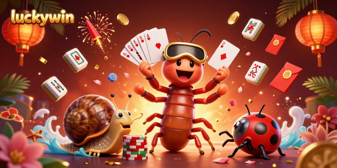 Play winning games at LuckyWin with a vibrant 3D casino scene featuring charming characters and festive elements.
