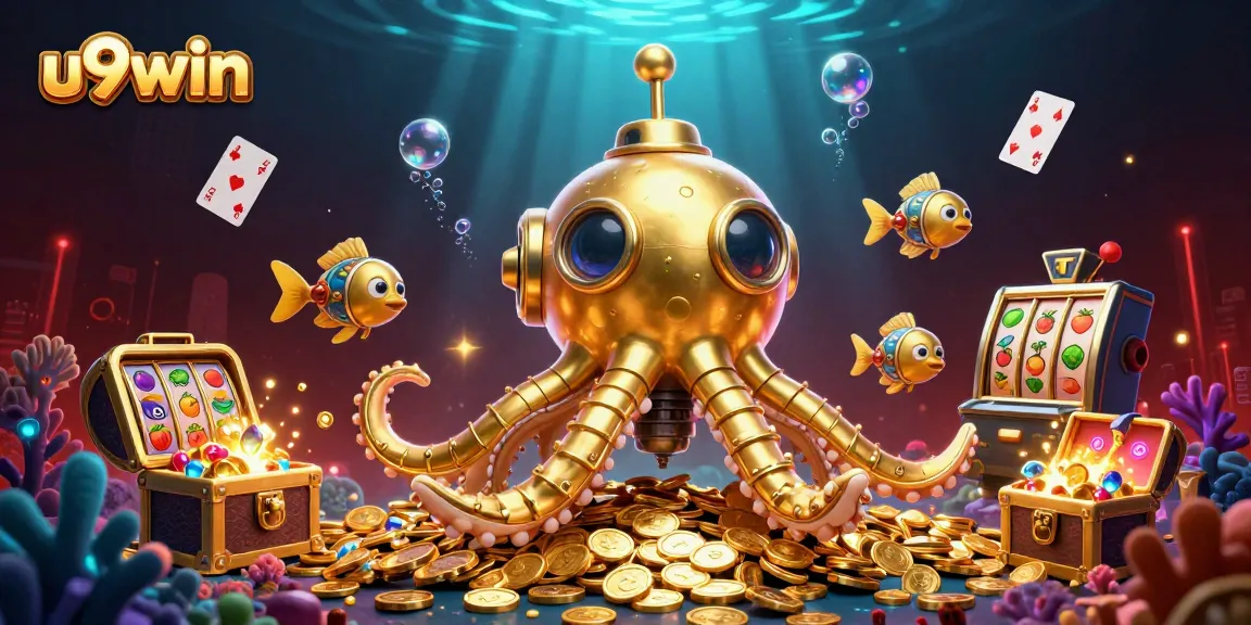 Experience the thrilling undersea adventures at u9win with a vivid illustration of an engaging casino scene.
