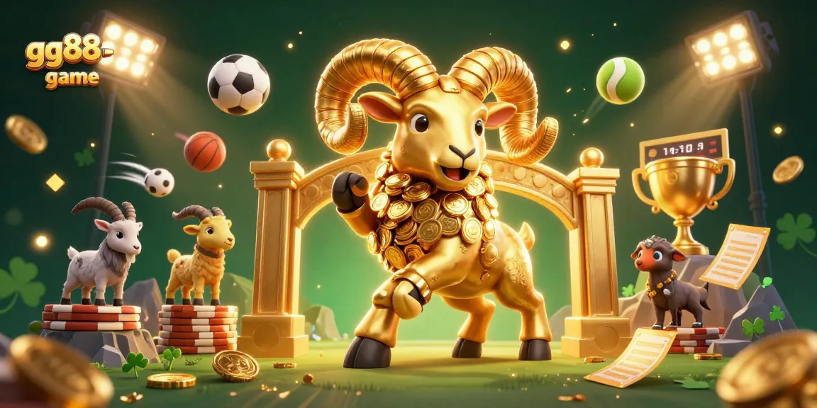 Experience thrilling action at gg88-game as a golden ram charges through dynamic sports betting elements.