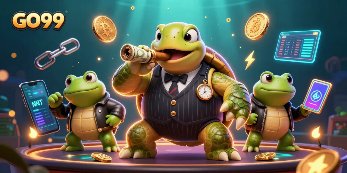 Experience casino excitement with GO99, featuring a turtle mobster and bullfrog enforcers.