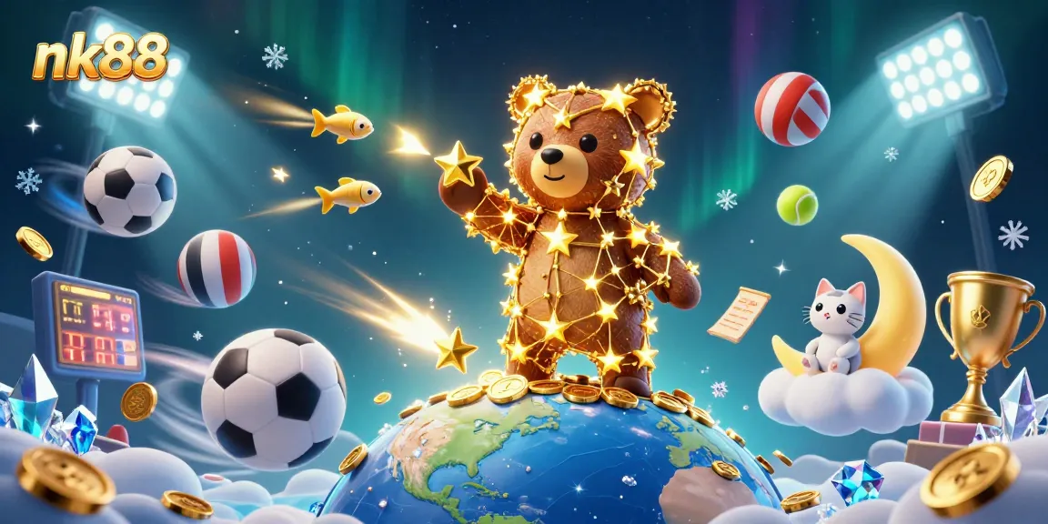 Join the adventure at nk88, where constellation-themed characters capture coins in a lively casino atmosphere.