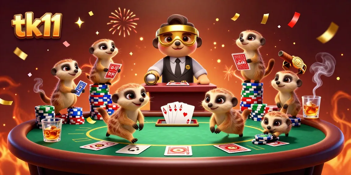 Unleash exciting tk11 gameplay with meerkats in a lively casino scene full of winning opportunities.