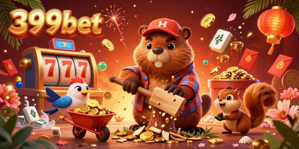 Experience the excitement of winning with 399bet's vibrant casino scene featuring golden coins and lively characters.