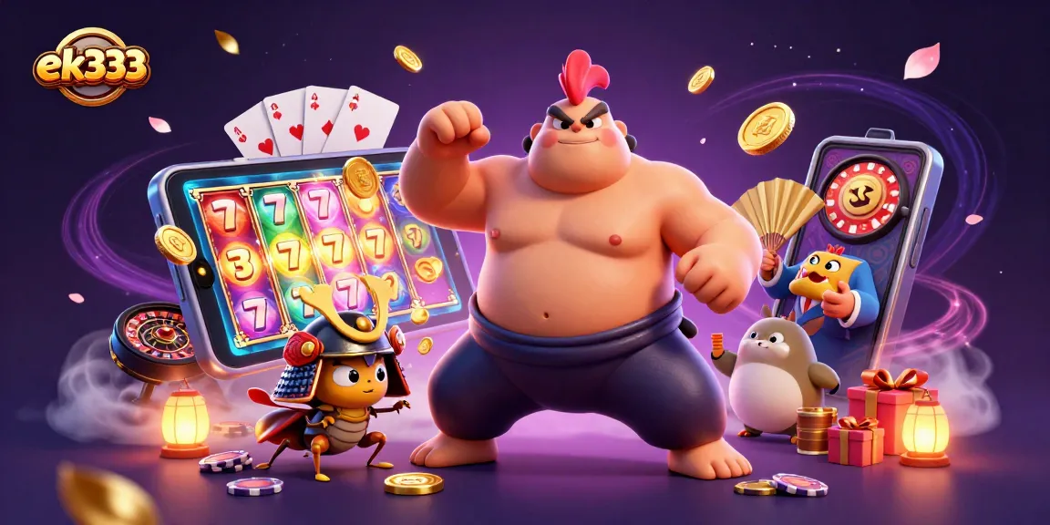 Experience the excitement of ek333 with a vibrant casino scene featuring dynamic characters and game elements.
