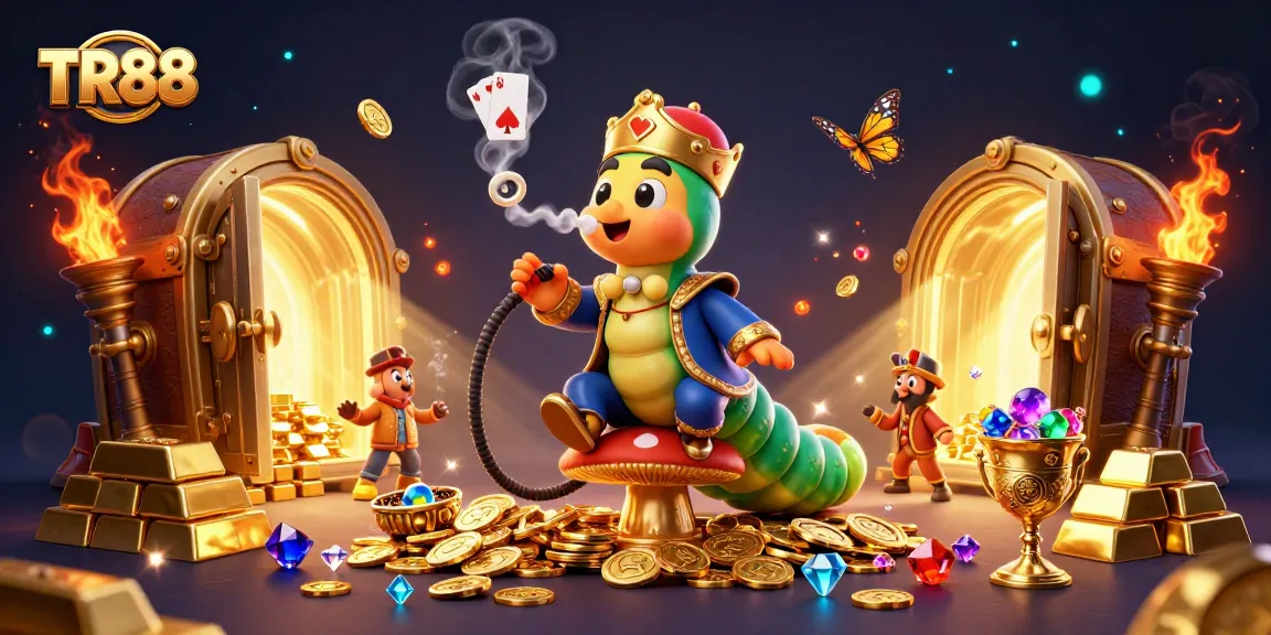Experience the vibrant TR88 casino world with a dynamic caterpillar master and golden treasures.
